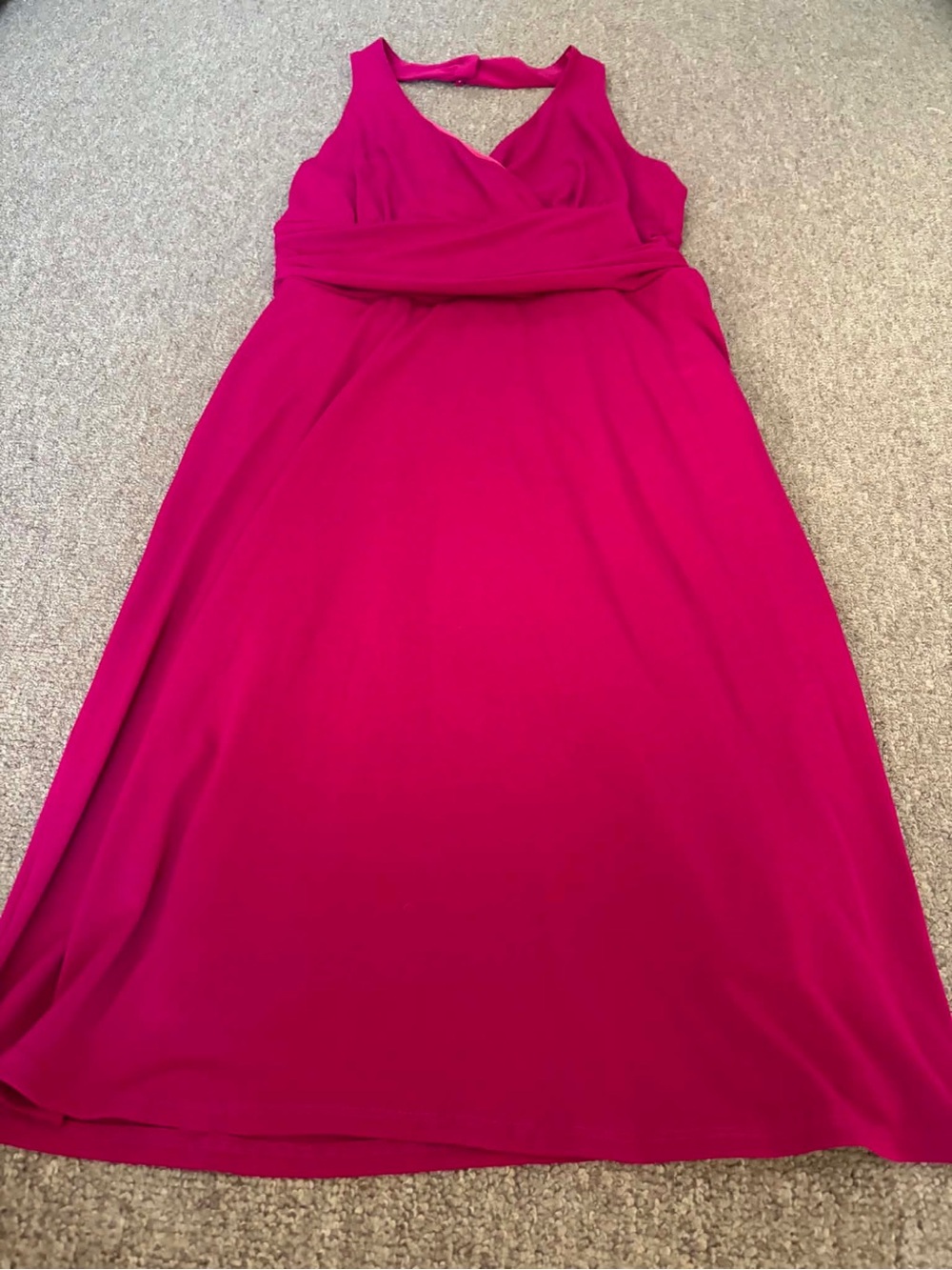 Le Chateau Fuchsia Gathered Waist Sleeveless Dress Wedding Cocktail Party Barbie - Picture 2 of 5